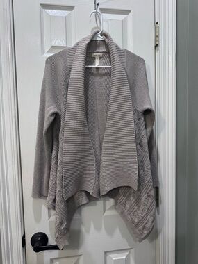 Matilda Jane Taupe Ribbed Shawl Open-Front Cardigan